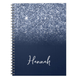 Staubblaues Glitter Navy Ombre Schriftname Notizblock