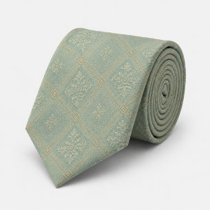 Staubblaues Gold-Diamant-Damask Royal Jacquard Krawatte