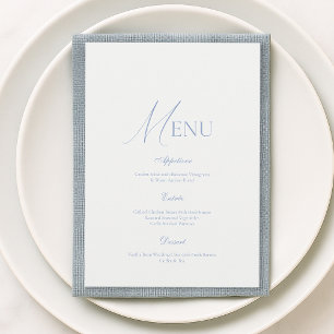 Staubblaues Hochzeitsmenükärtchen mit feiner Kunst Einladung