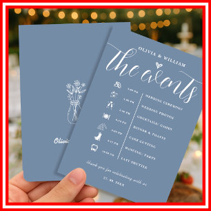 Staubblaues Hochzeitsprogramm Ablauf der Ereigniss Einladung