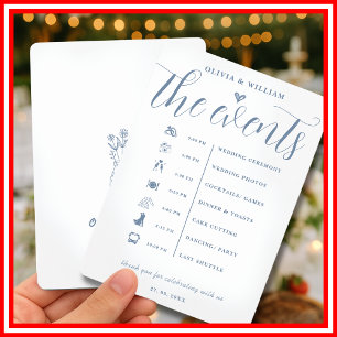 Staubblaues Hochzeitsprogramm Ablauf der Ereigniss Einladung