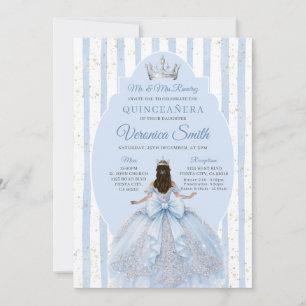 Staubblaues Kleid mit Schleife Quinceañera Geburts Einladung