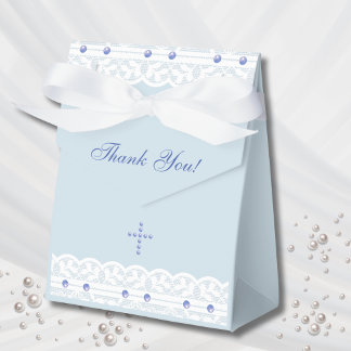 Staubblaues Kreuz Christliche Taufe Geschenkschachtel