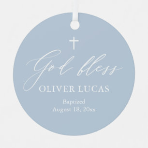 Staubblaues Kreuz Jungen-Taufe Keramik-Ornament Ornament Aus Metall