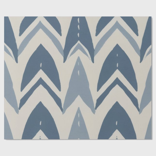 Staubblaues Küsten-Batik Parang Chevron Geometrisc Geschenkpapier (Flach)