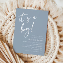 Staubblaues minimalistisches Jungen-Baby-Shower
