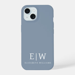 Staubblaues Minimalistisches Modernes Monogramm El iPhone 15 Hülle