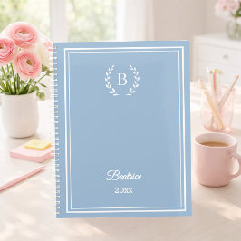Staubblaues Monogramm Personalisierter Ruhiger Lux Notizbuch