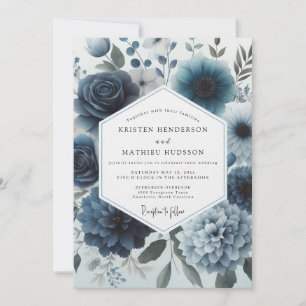 Staubblaues Moody Bloom Hochzeit Einladung