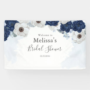 Staubblaues Navy-Blumen-Brautjungfernparty Banner