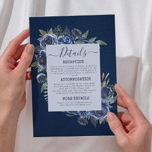 Staubblaues Navy Champagner Elfenbein Hochzeit Begleitkarte