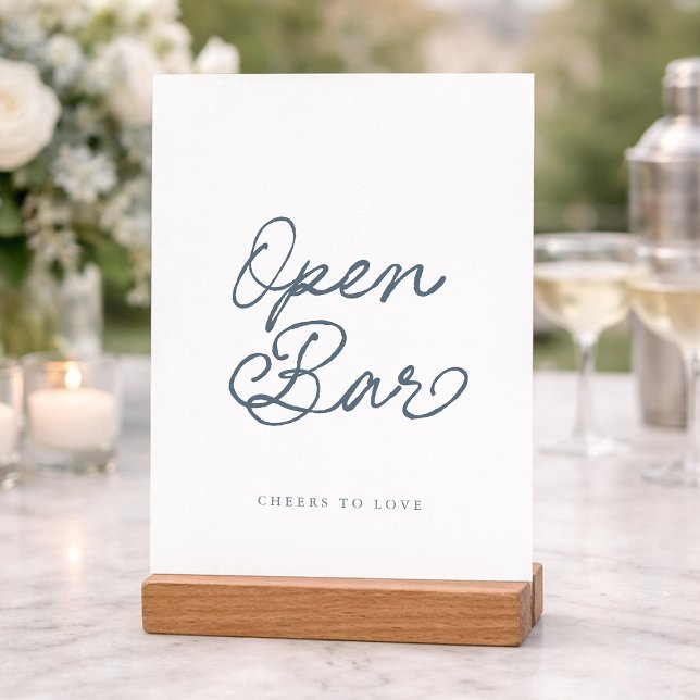 Staubblaues Open-Bar-Hochzeitsschild Einladung (Von Creator hochgeladen)