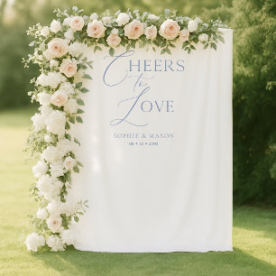 Staubblaues „Prost auf die Liebe“-Hochzeit Wandteppich
