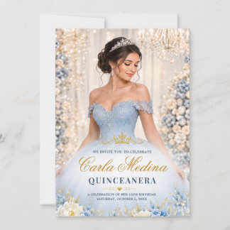 Staubblaues Quinceañera Mis Quince Anos Geburtstag Einladung