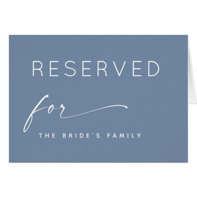 Staubblaues Reserviert-Schild | Moderne Hochzeit (Vorderseite (Horizontal))