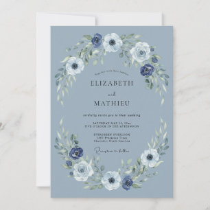 Staubblaues ruhiges Winterhochzeit Einladung