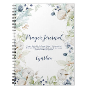 Staubblaues Salbeigrünes Florales Gebetsjournal Notizblock