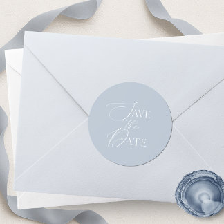Staubblaues Save The Date Skript Hochzeit Runder Aufkleber