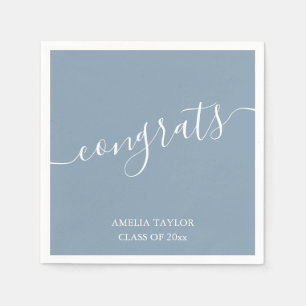 Staubblaues Skript Gratuliere Eleganter Abschlussn Serviette