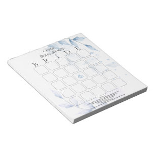 Staubblaues und Blasslila Laub Hochzeits-Bingo Notizblock