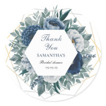Staubblaues und marineblaues florales Brautbad