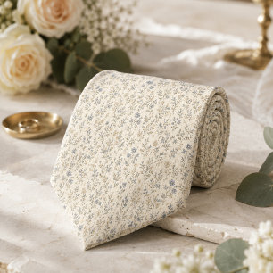 Staubblaues und warmes Sand Botanisches Hochzeitsh Krawatte