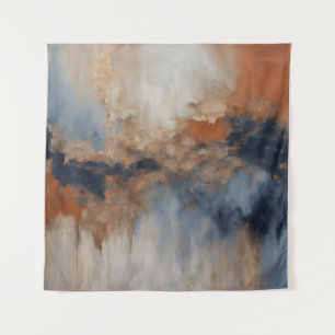 Staubblaues verbranntes Orange Marine Abstrakt Wandteppich