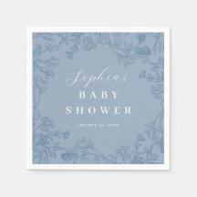 Staubblaues Vintage-Blumen-Babyshower