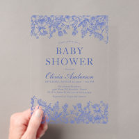 Staubblaues Vintage-Blumen-Chinoiserie-Baby-Shower