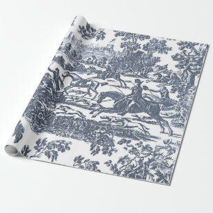 Staubblaues Vintage-Jagd-Pferde und Hunde Geschenkpapier