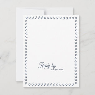 Staubblaues Vintage-Monogramm-QR-Code-Hochzeits-RS RSVP Karte