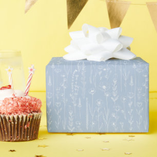 Staubblaues Wildblumen-Blumen-Baby-Shower-Geschenk Geschenkpapier