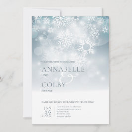 Staubblaues Winter-Schnee-Moderne Hochzeit Einladung