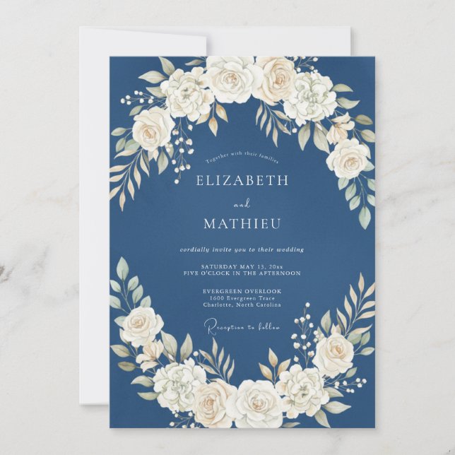 Staubblaues Winterhochzeitdesign Einladung (Vorderseite)