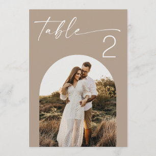 Staubgraue Minimalistische Foto-Hochzeitstisch-Num Einladung