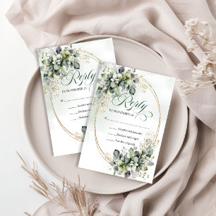 Staubgrün Eukalyptus Botanical Aquarell RSVP  Karte