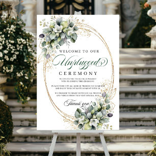 Staubgrün Wasserfarbe Unplugged Zeremonie Hochzeit Poster