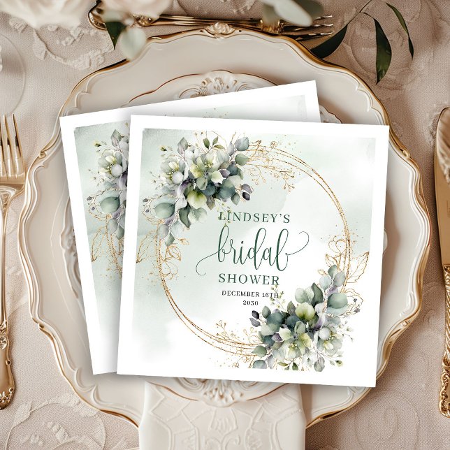 Staubgrüne botanische Brautparty-Servietten Serviette (Dusty Green Botanical Bridal Shower Party Napkins)
