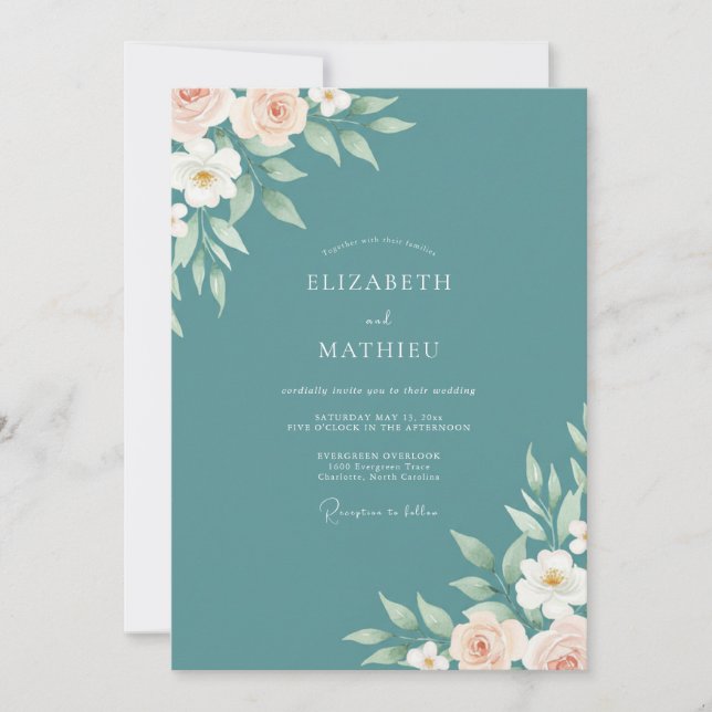 Staubgrüne Eukalyptus-Hochzeit Einladung (Vorderseite)