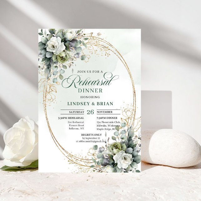 Staubgrüne Eukalyptus-Probeabend-Einladung Einladung (Dusty Green Eucalyptus Rehearsal Dinner Invitation)