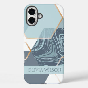 staubgrüner Marmor personalisierbarer Name iPhone 16 Plus Hülle