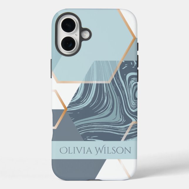 staubgrüner Marmor personalisierbarer Name Case-Mate iPhone Hülle (Rückseite)
