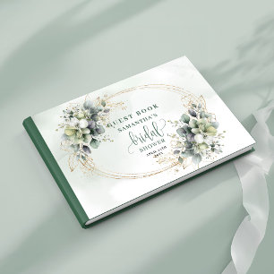 Staubgrünes botanisches Brautparty-Gästebuch Gästebuch