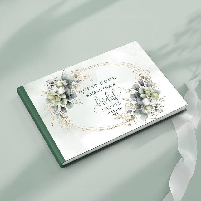 Staubgrünes botanisches Brautparty-Gästebuch Gästebuch (Dusty Green Botanical Bridal Shower Guest Book)