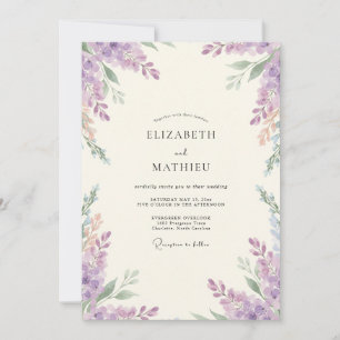 Staubhochzeit in Lavendel und Wisteria Einladung