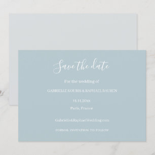 Staubig Blau Grau und Weiß Save The Date Hochzeit Einladung