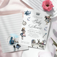 Staubig Blau & Rosa Alice im Wunderland Babyparty