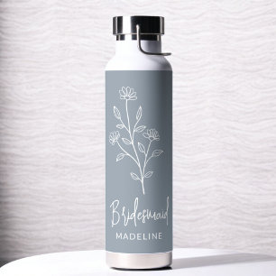 Staubig Blaue Brautjungfer Name Floral Junggeselli Trinkflasche
