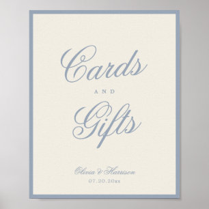 Staubig blaue elegante Karten Geschenke Tisch Schi Poster