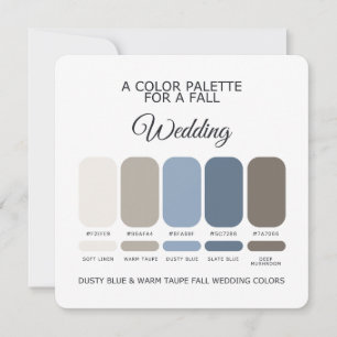 Staubig Blaue Warme Taupe Herbst-Hochzeitspalette  Einladung